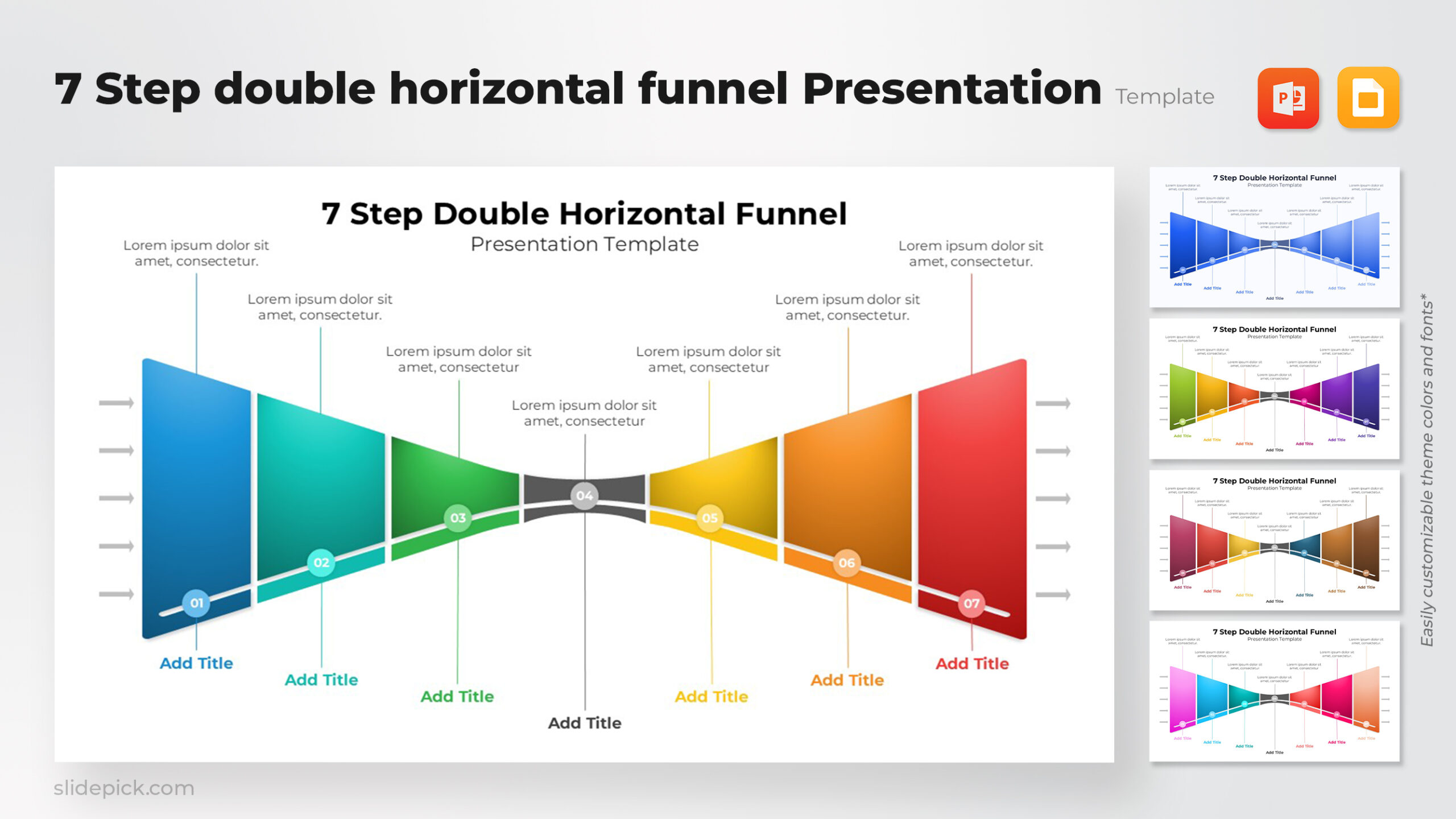 7 Step double horizontal funnel presentation template