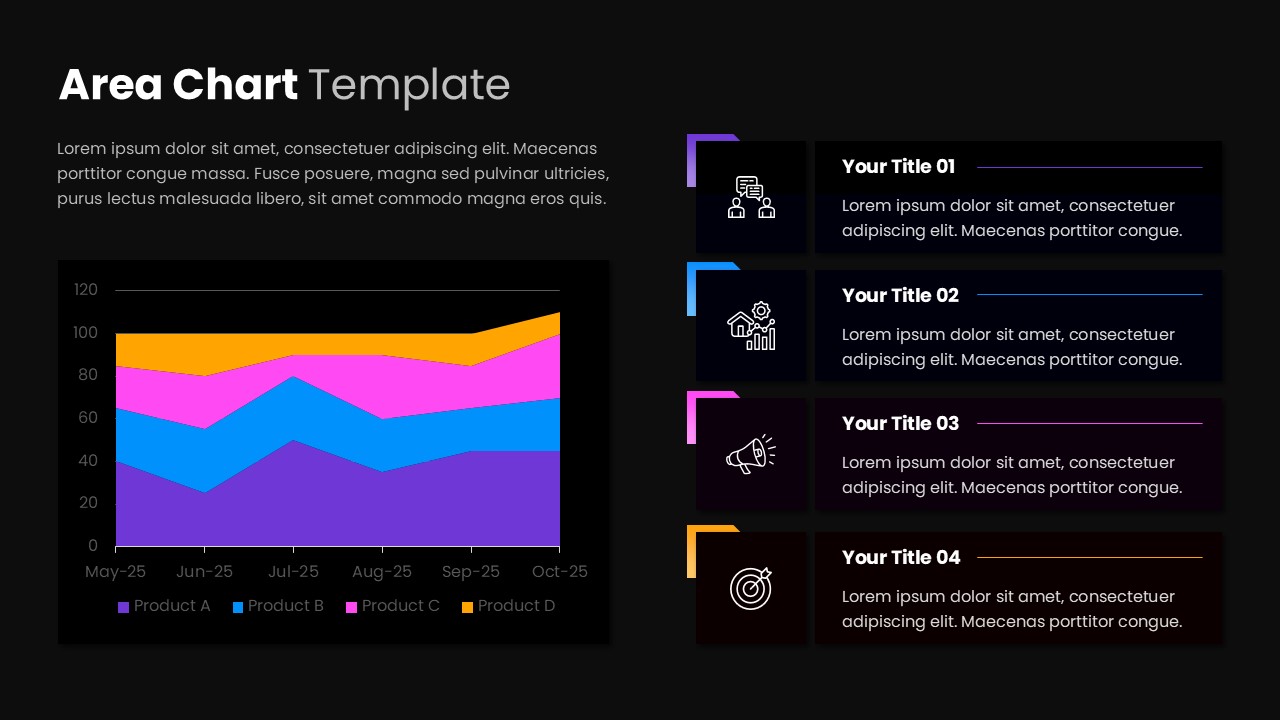 Area Chart PowerPoint Template Dark