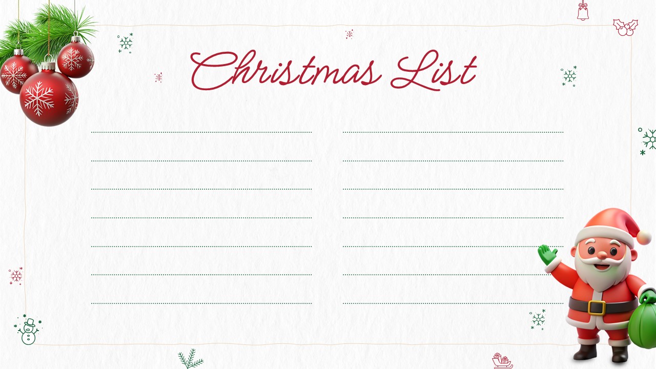 Christmas List Template