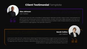 Client Testimonial PowerPoint Template Dark
