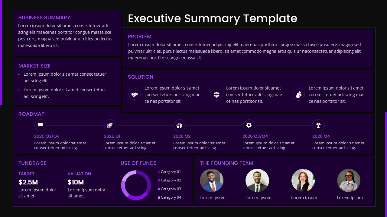 Executive Summary PowerPoint Template Dark