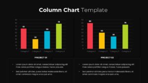 Free Column Chart PowerPoint Template Dark
