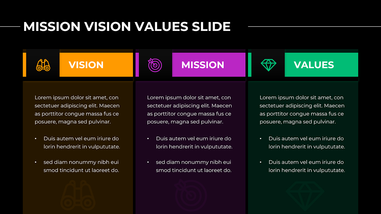 Free Mission Vision Values Template Dark