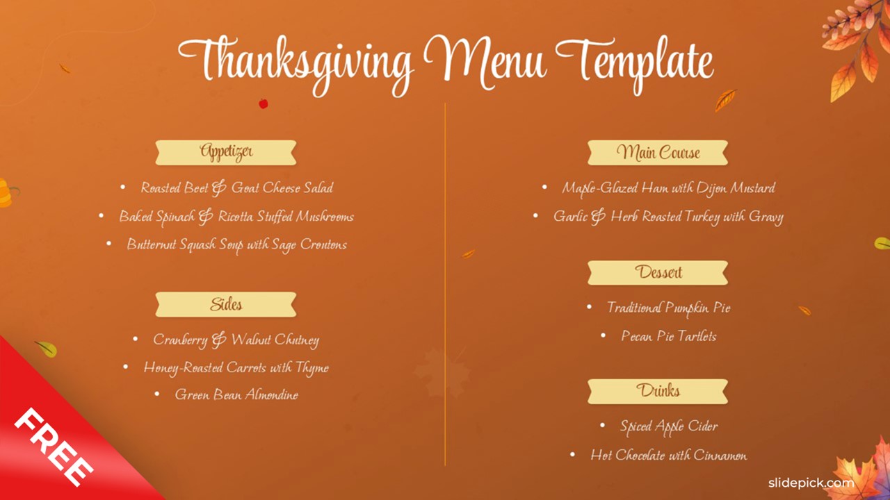 Free Thanksgiving Menu Template