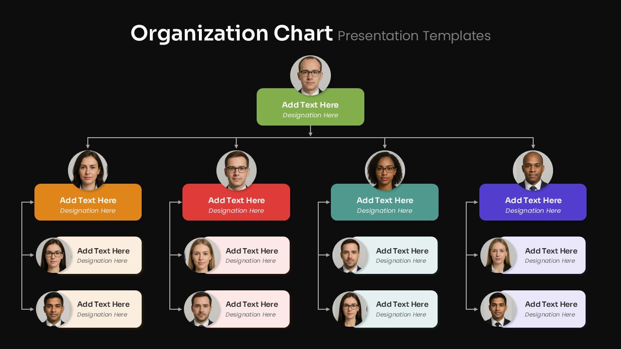 Organization Chart PowerPoint Dark Template