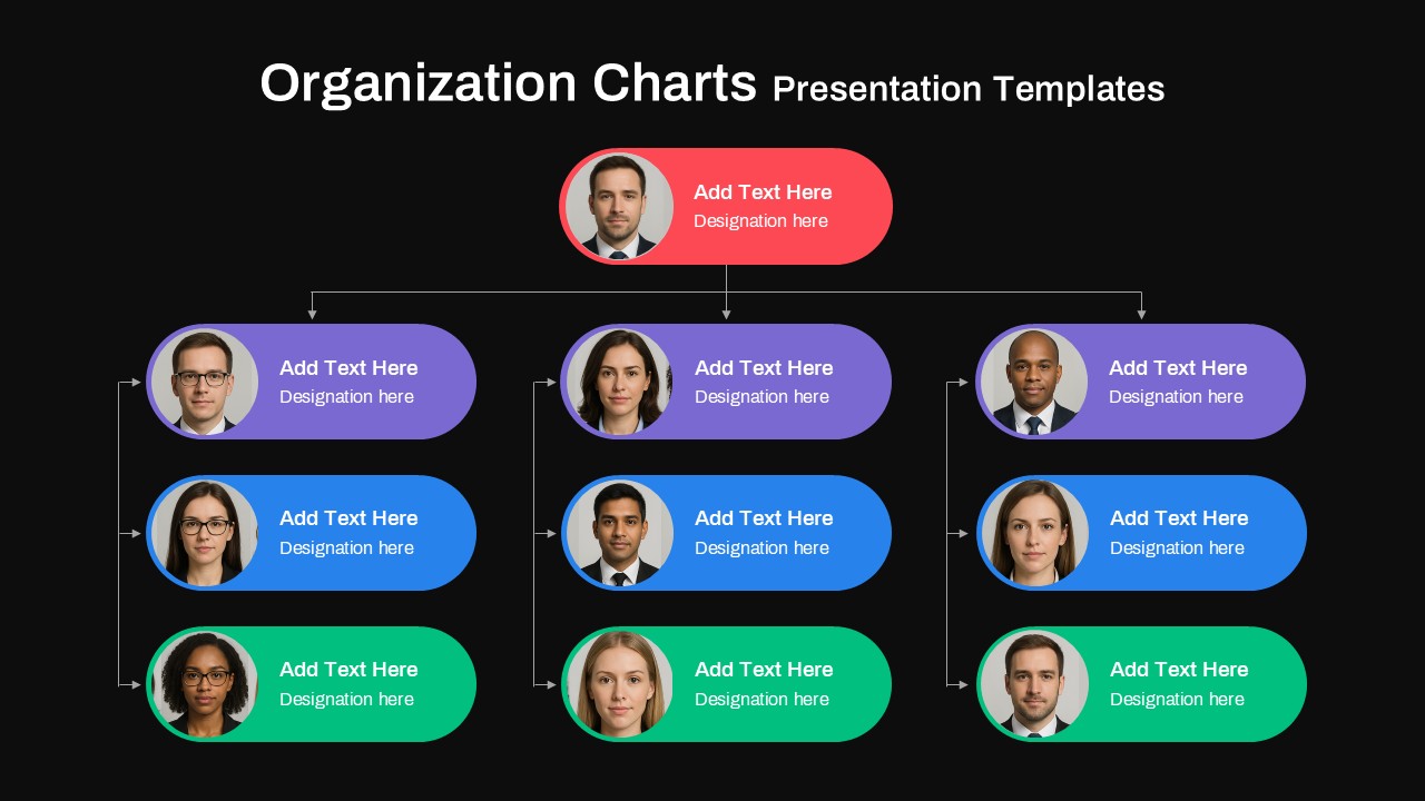 Organizational Chart PowerPoint Dark Template