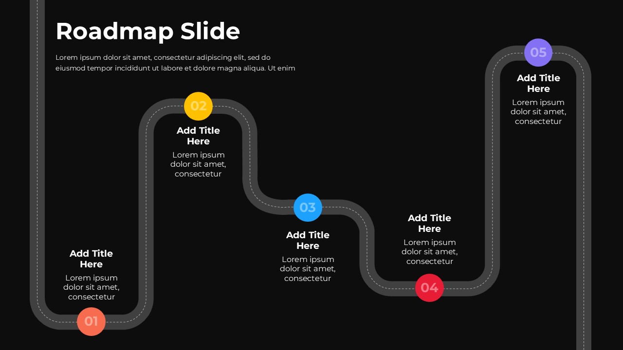 Roadmap Slide Template Dark