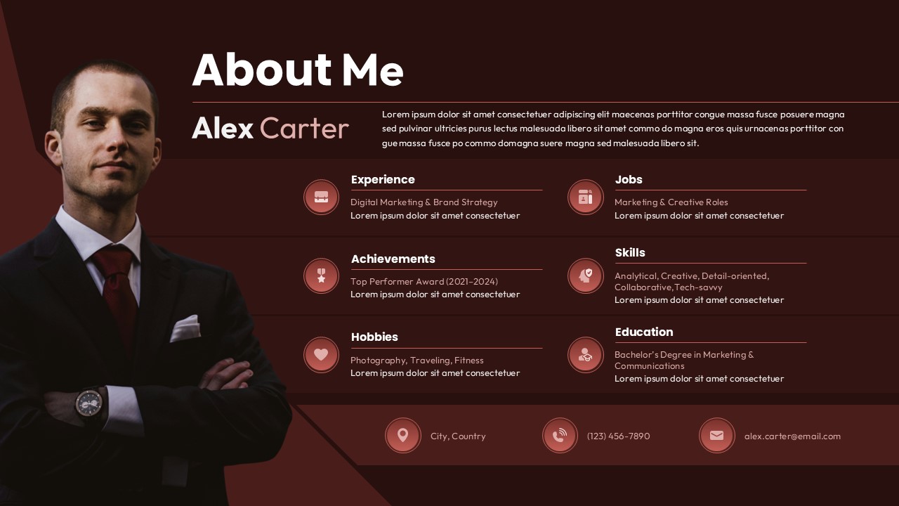 About Me PowerPoint Dark Template