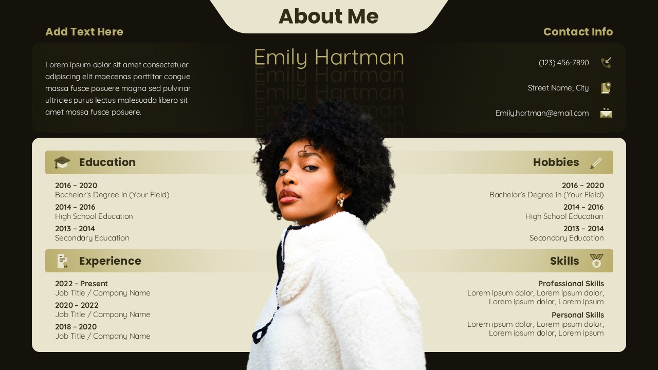 About Me PowerPoint Dark Template