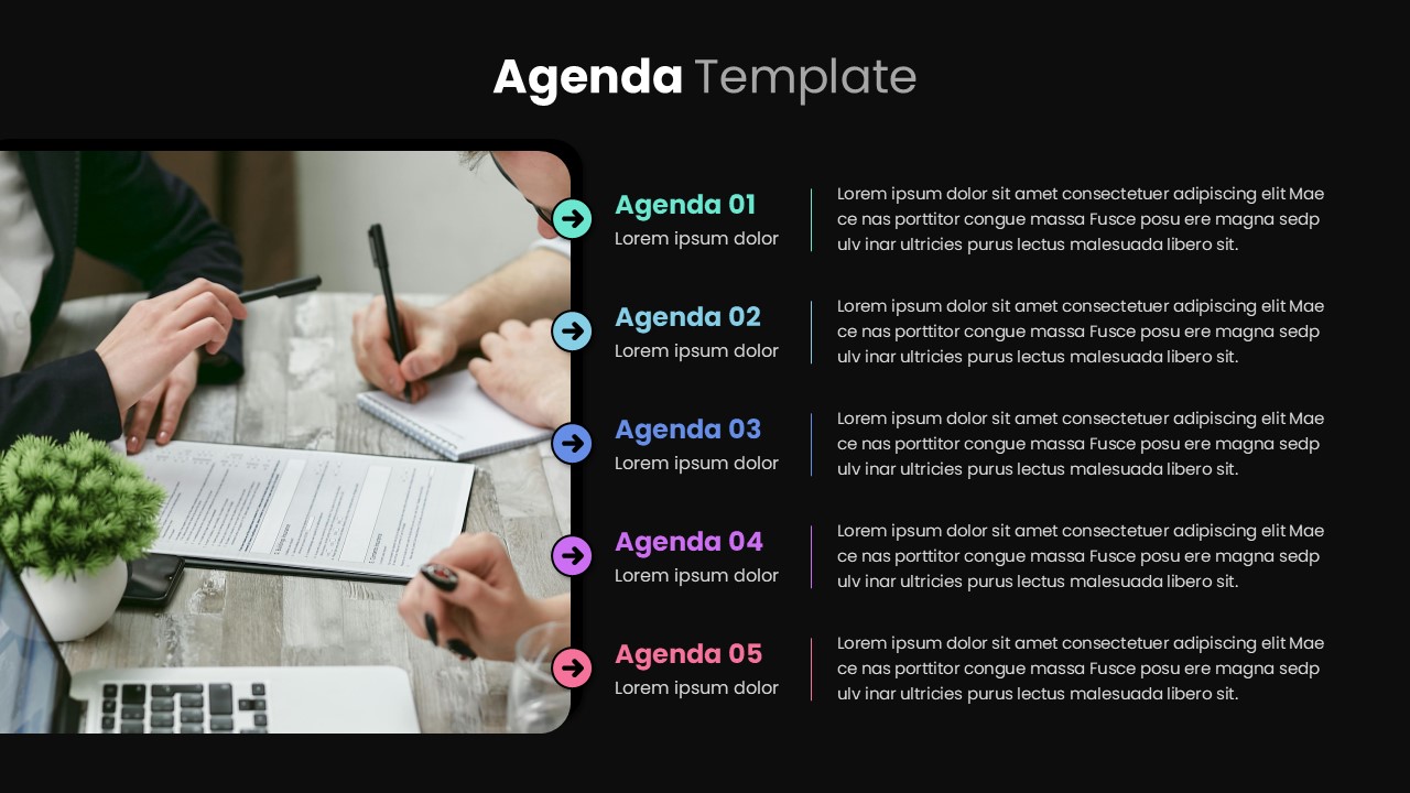 Agenda PowerPoint Dark Template