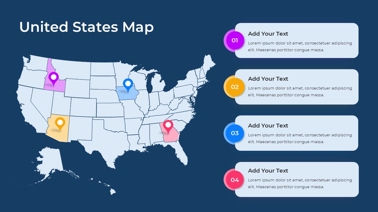 Editable Map of United States PPT Slide