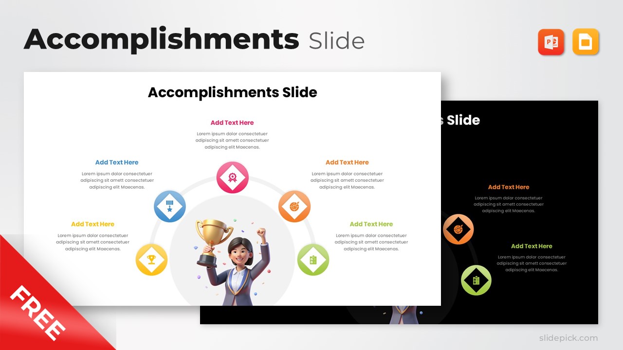 Free Accomplishments Slide Template to design presentations