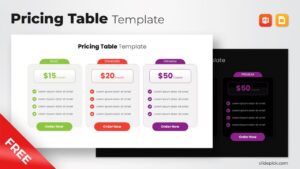 Free Pricing Table Template