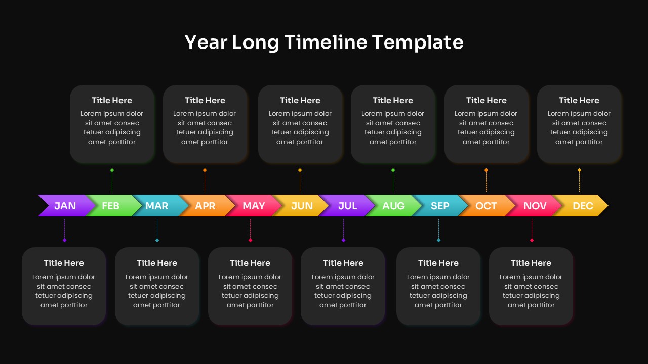 Free Year Long Timeline Presentation Slide for PowerPoint