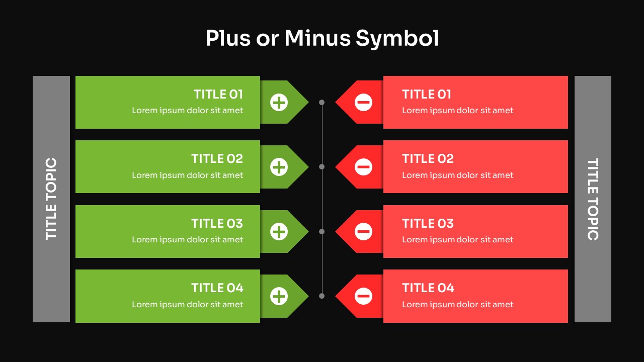 Plus or Minus Symbol PowerPoint Dark Template