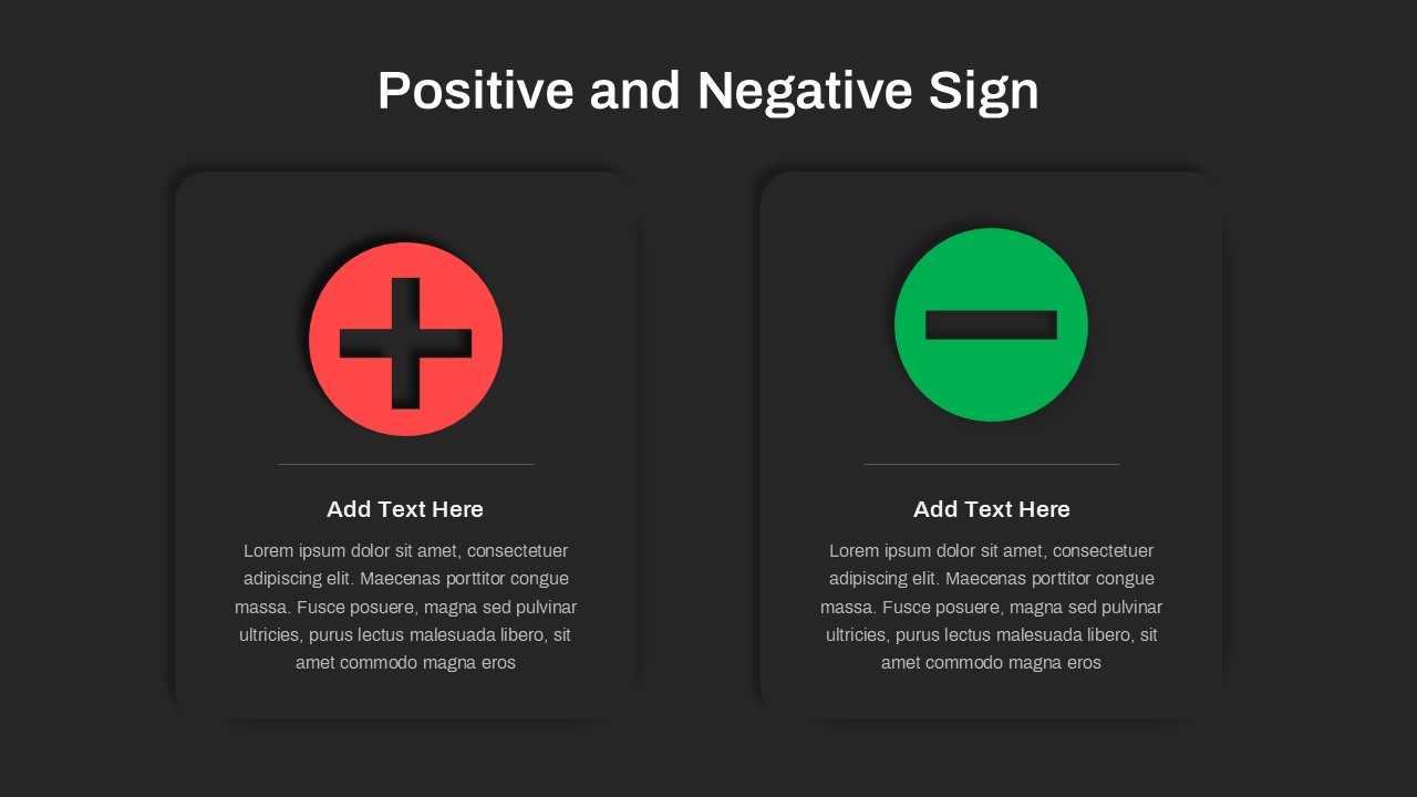 Positive and Negative Sign Template Dark
