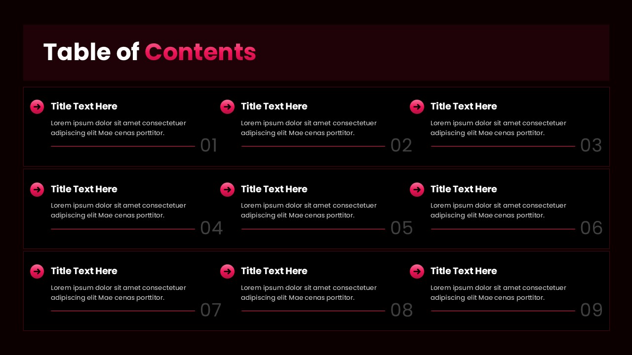 Table Of Contents Dark Template