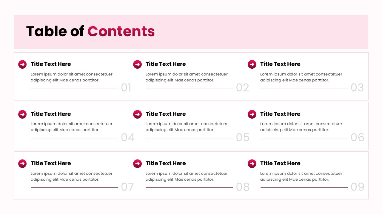 Table Of Contents Template