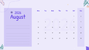 august calendar template
