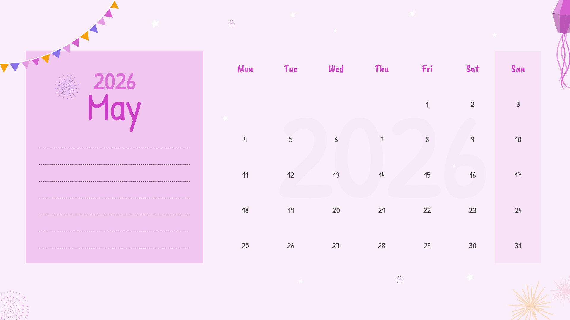 may calendar template