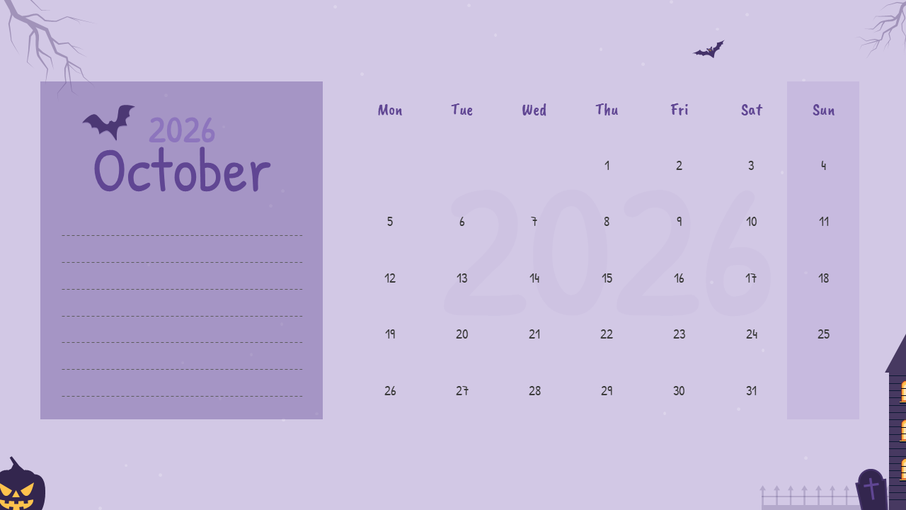 october calendar template