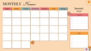 30 Days Calendar Planner Template For Google Slides