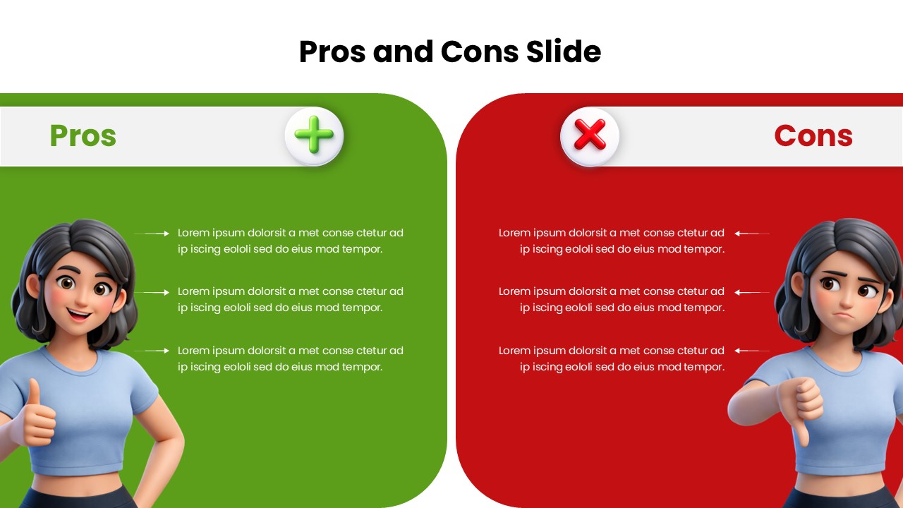 Animated Pros and Cons Slide Template for PPT