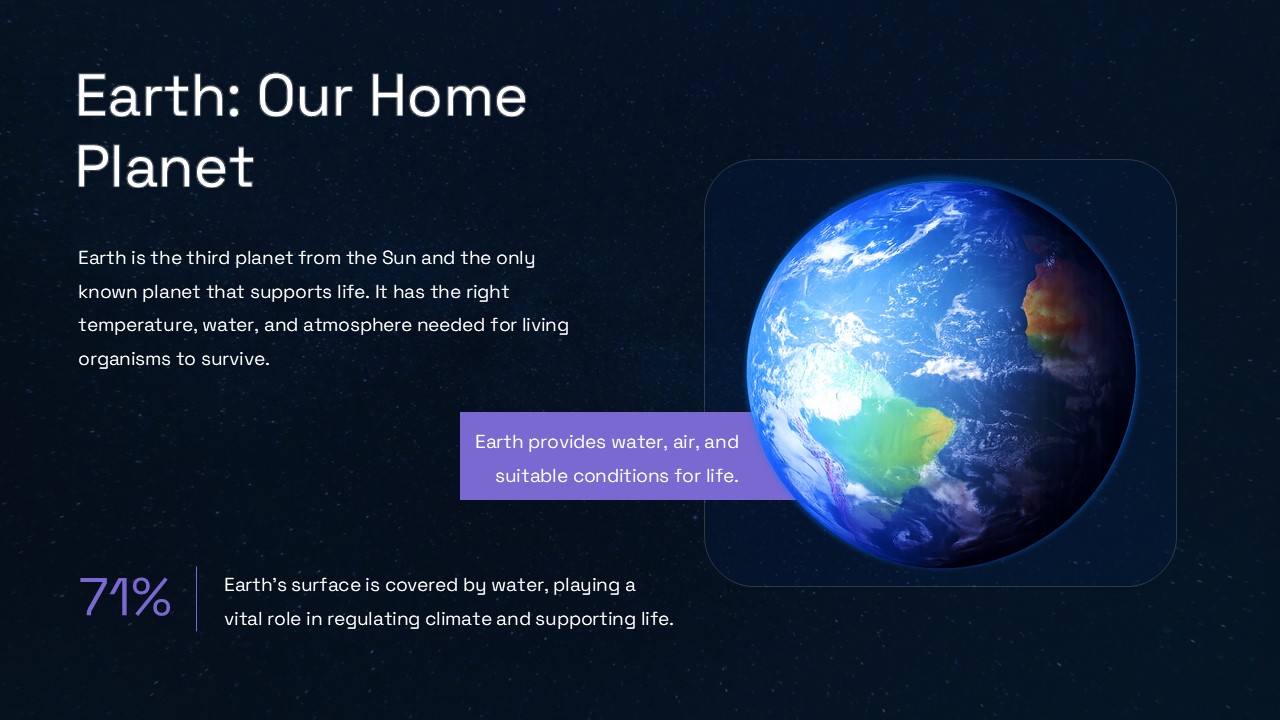 Earth Our Home Planet Space Presentation Slide