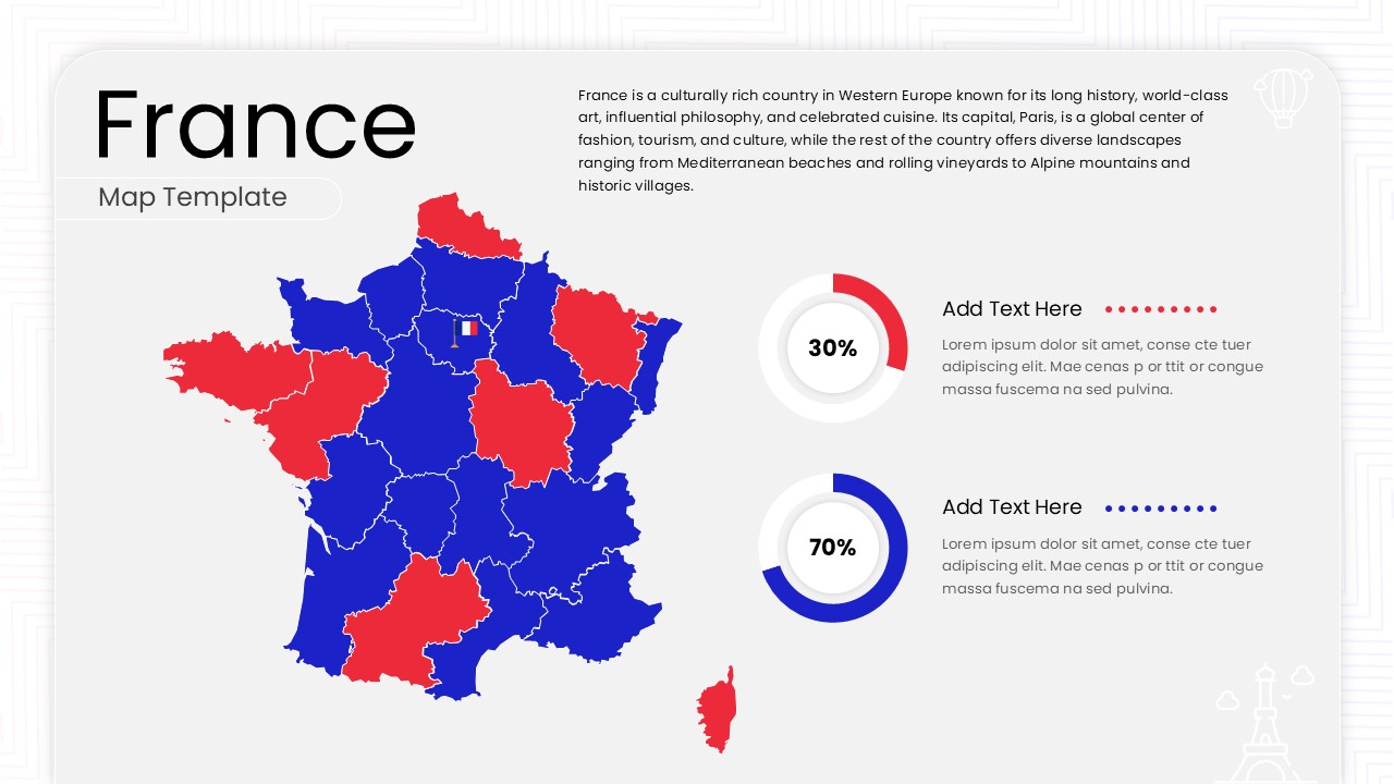 Editable France Map for PowerPoint Presentation