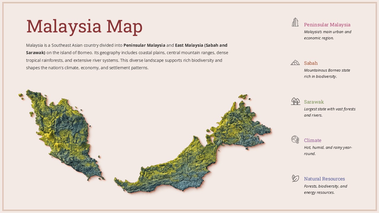Editable Malaysia Map PowerPoint Slide
