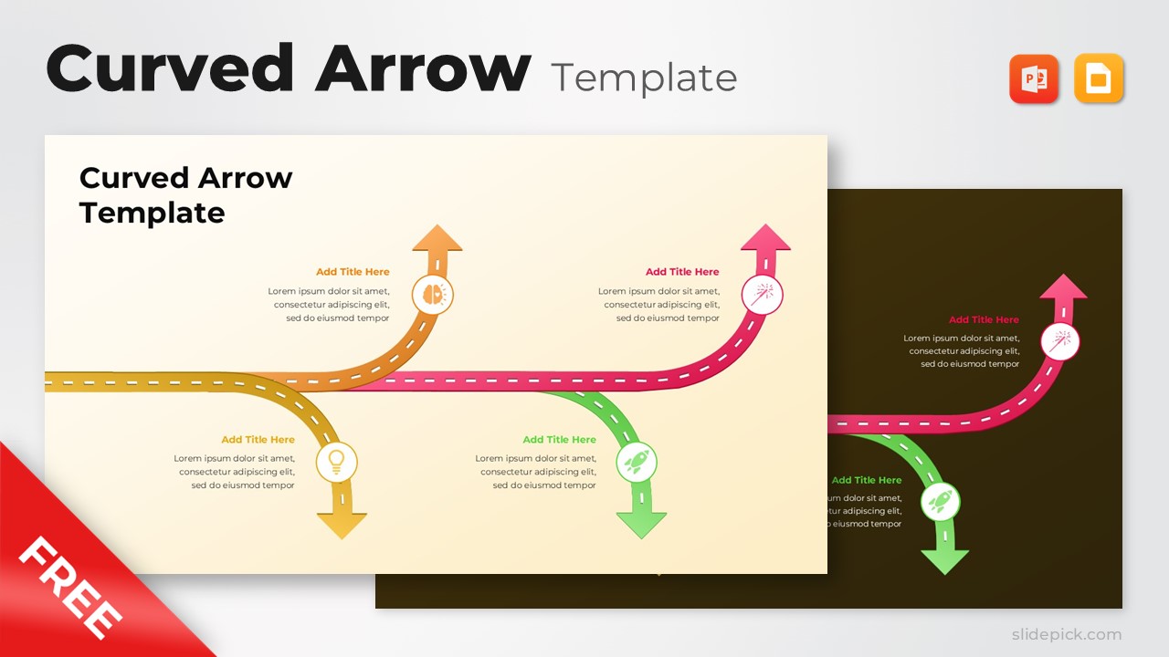 Free Curved Arrow Template For Presentation Design