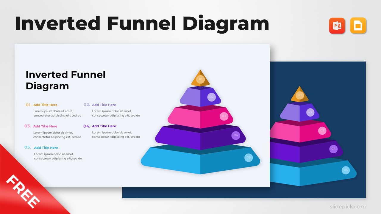 Free Inverted Down Funnel Diagram PowerPoint Presentation Template