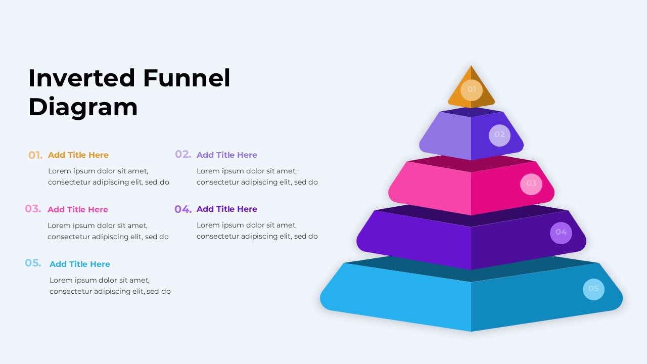 Free Inverted Down Funnel Diagram for Google Slides Presentation