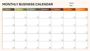 Free Monthly Business Calendar Template for PPT