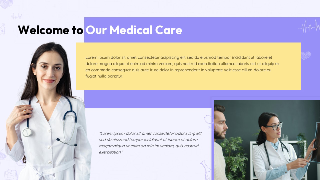 Medical Care Welcome Presentation Slide For Google Slides
