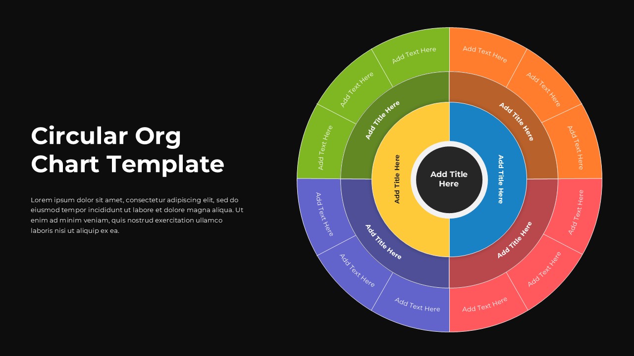 Multicolor Circular Org Chart Slide Template for Google Slides