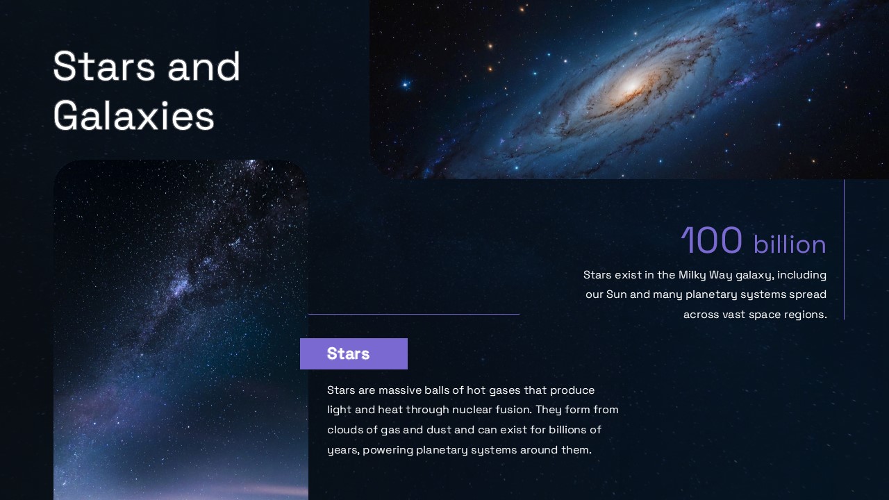 Stars and Galaxy Science Presentation Slide for PPT