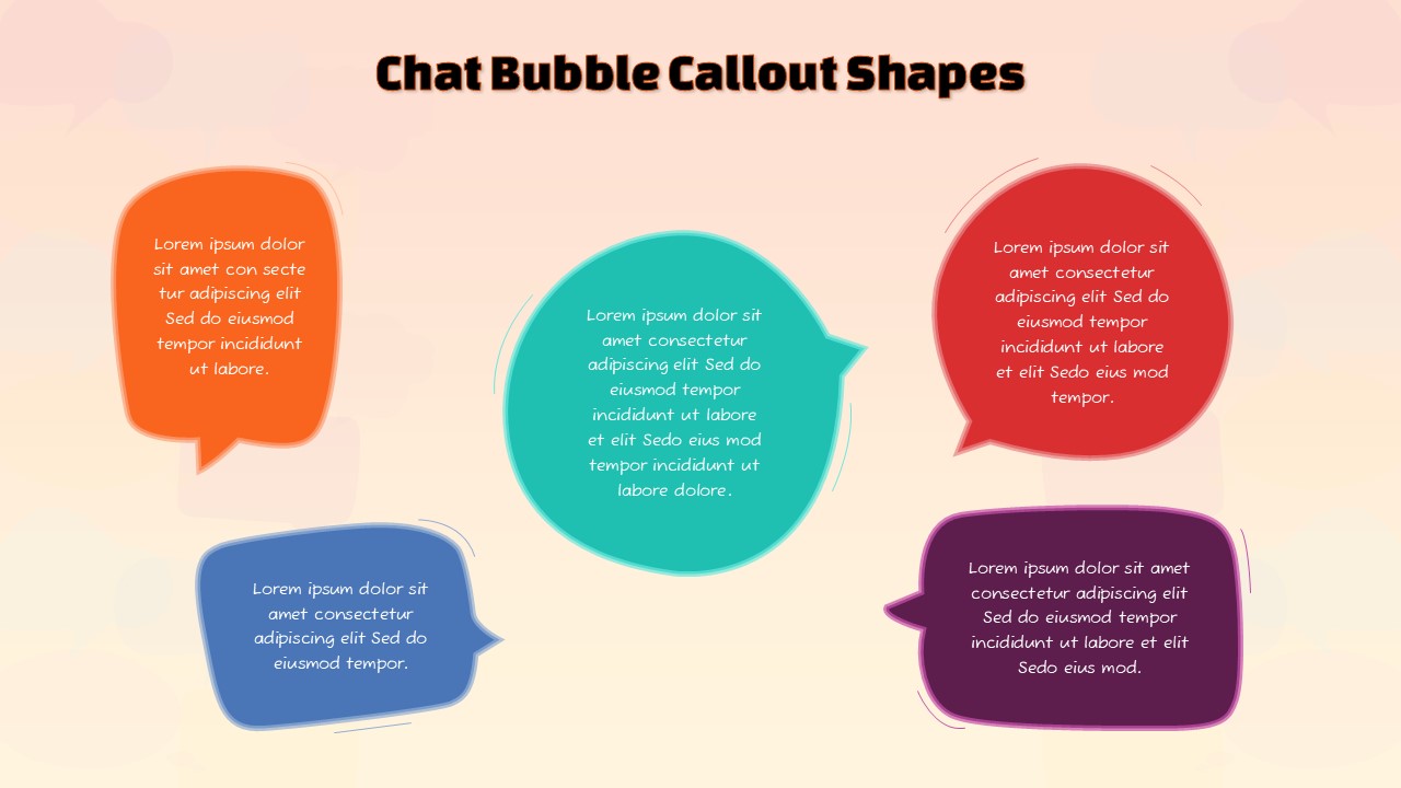 Chat bubble callout shapes for PowerPoint and presentation templates inspired by messaging apps