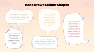 Hand drawn callout shapes for presentation templates with sketch style speech bubbles