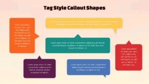 Tag style callout shapes for PowerPoint presentations with label and banner design