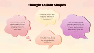 Thought callout shapes for PowerPoint and presentation templates with cloud style bubbles