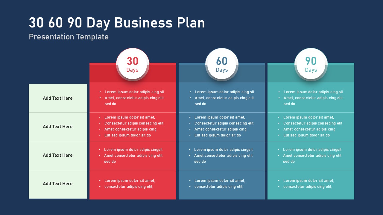 30 60 90 Day Business Plan PowerPoint Template