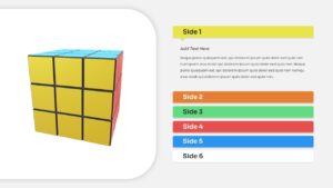 Colorful Animated 3D cube Yellow Side PPT Template