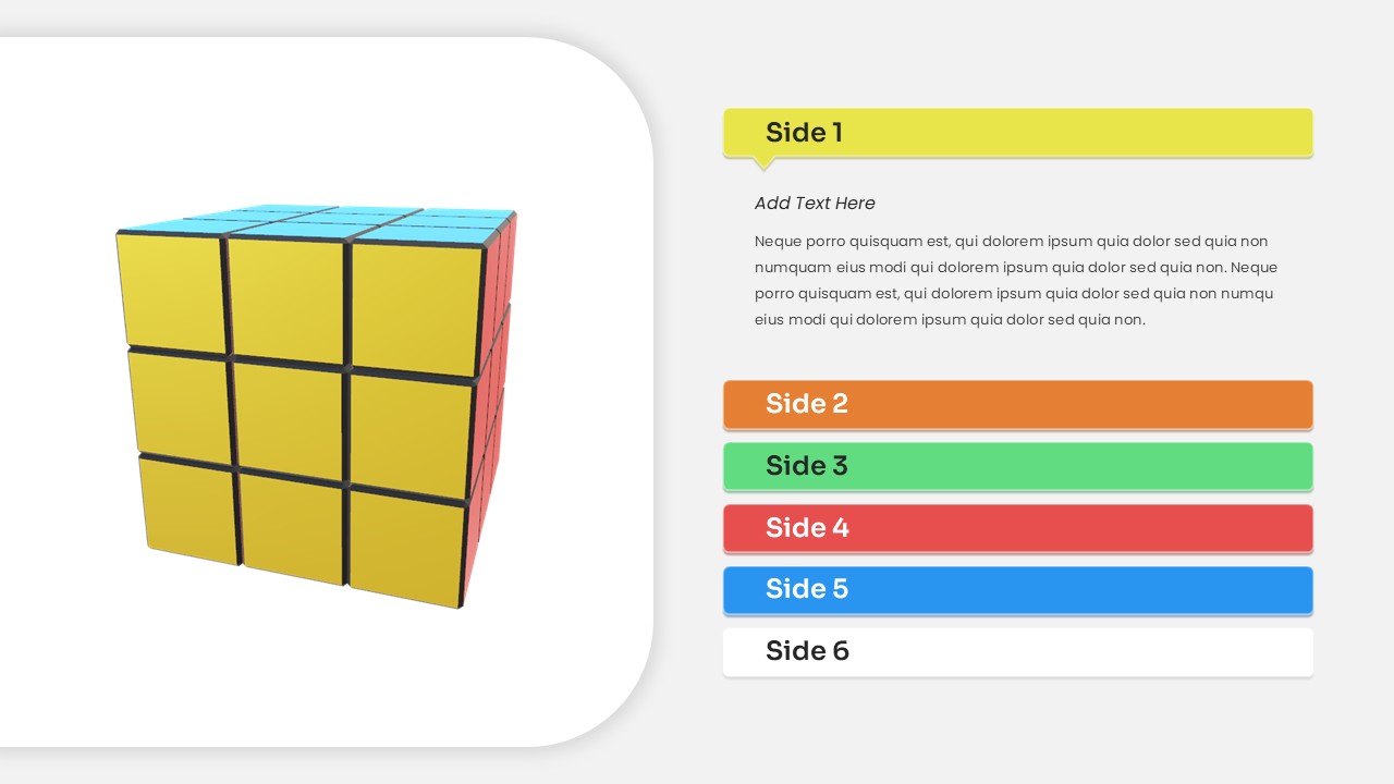 Colorful Animated 3D cube Yellow Side PPT Template