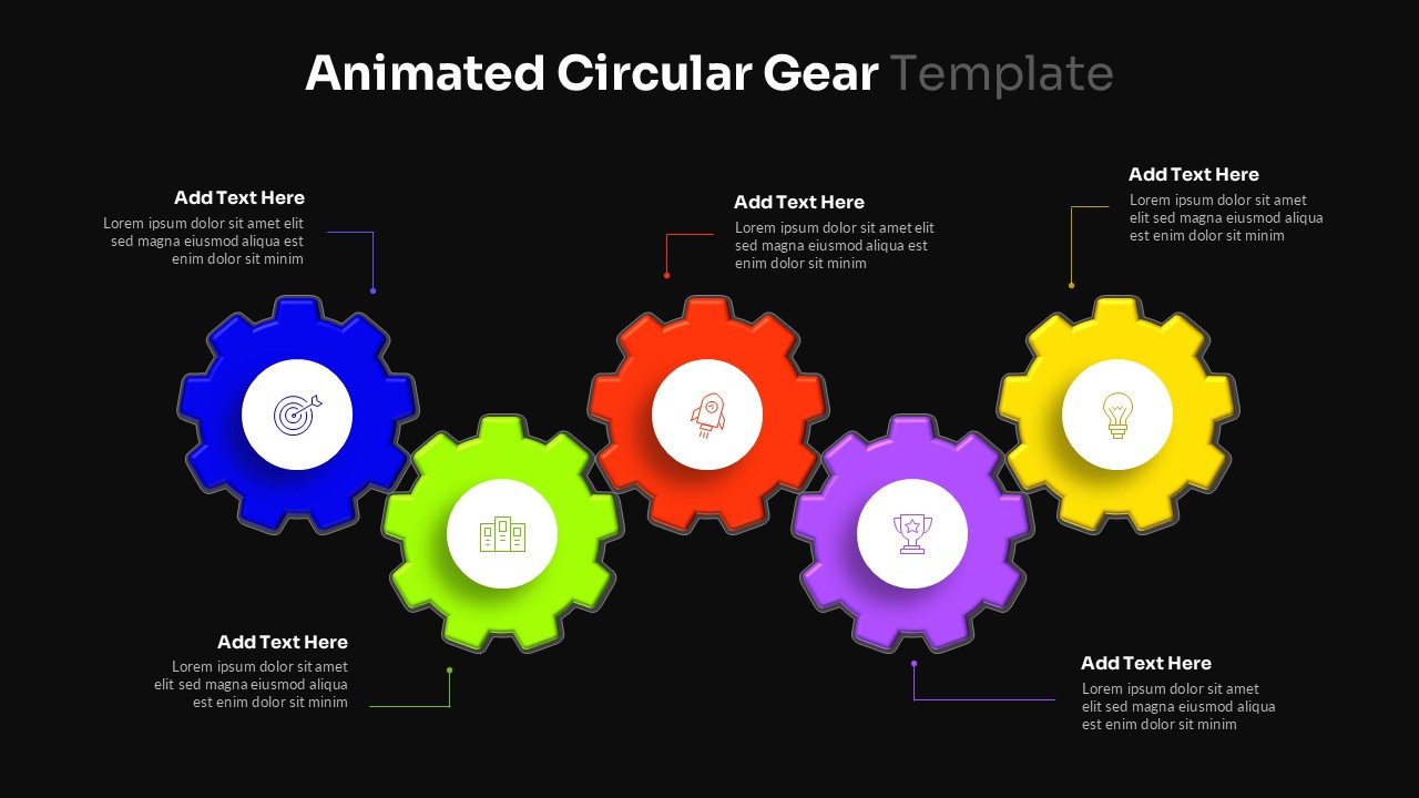 Animated Circular Gear Process Google Slide
