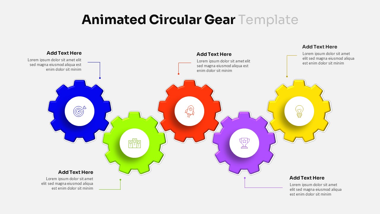Animated Circular Gear Process PowerPoint Template