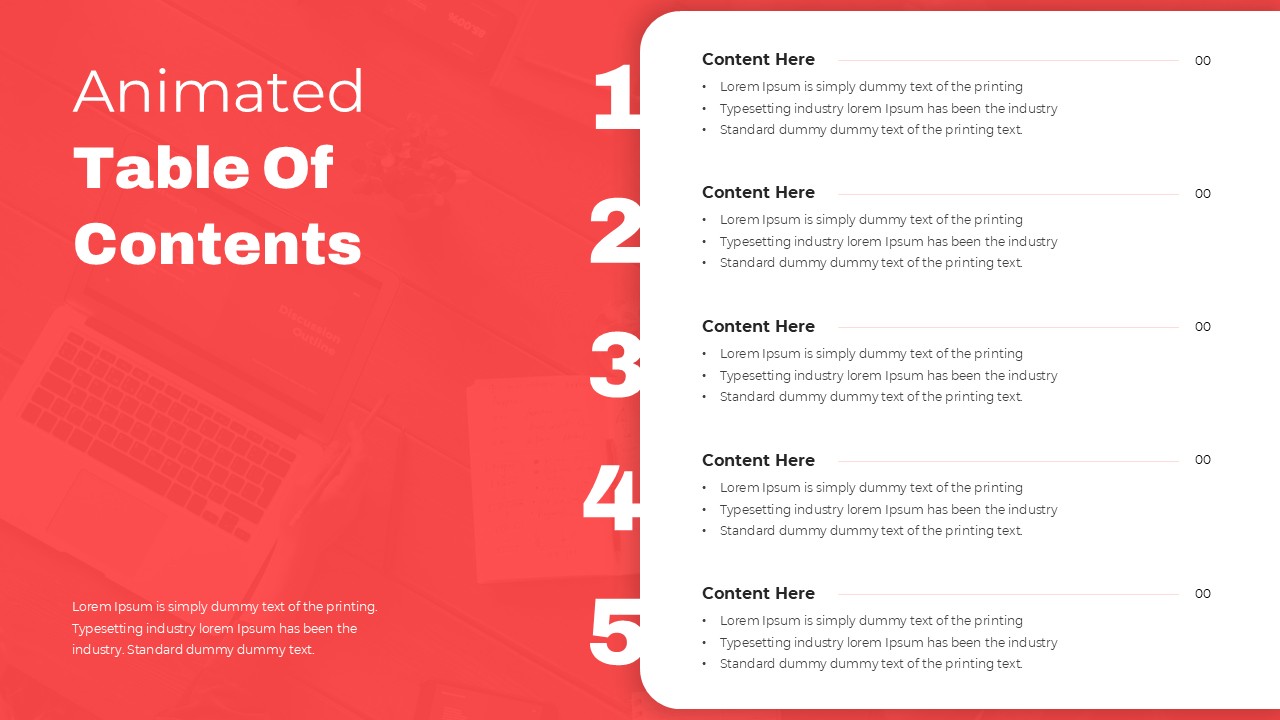 Animated Table of Contents Template