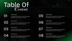 Dark Neon Table of Contents PPT Template
