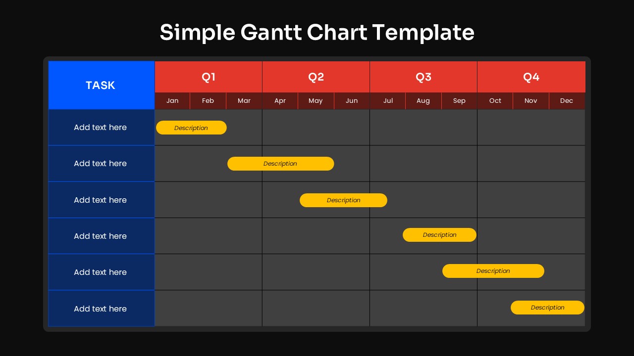 Simple Gantt Chart Planning Google Slides Template