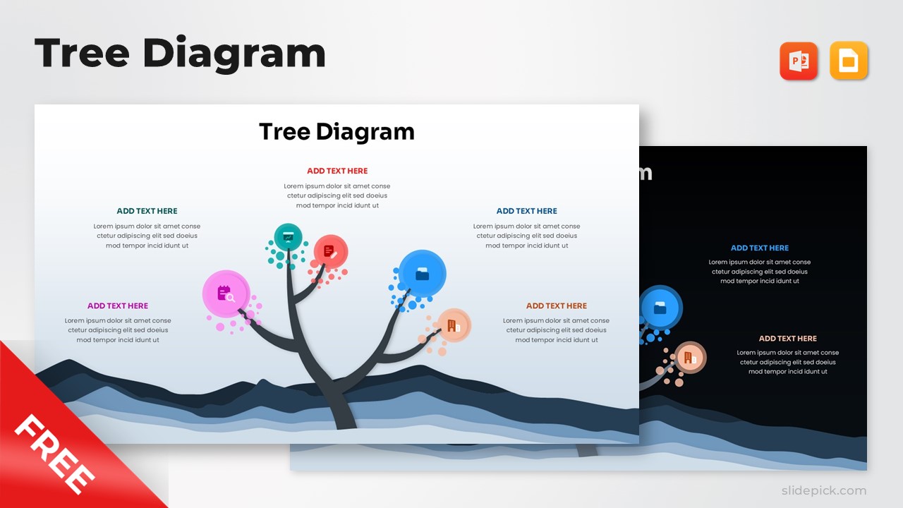 Colorful tree diagram Free template design
